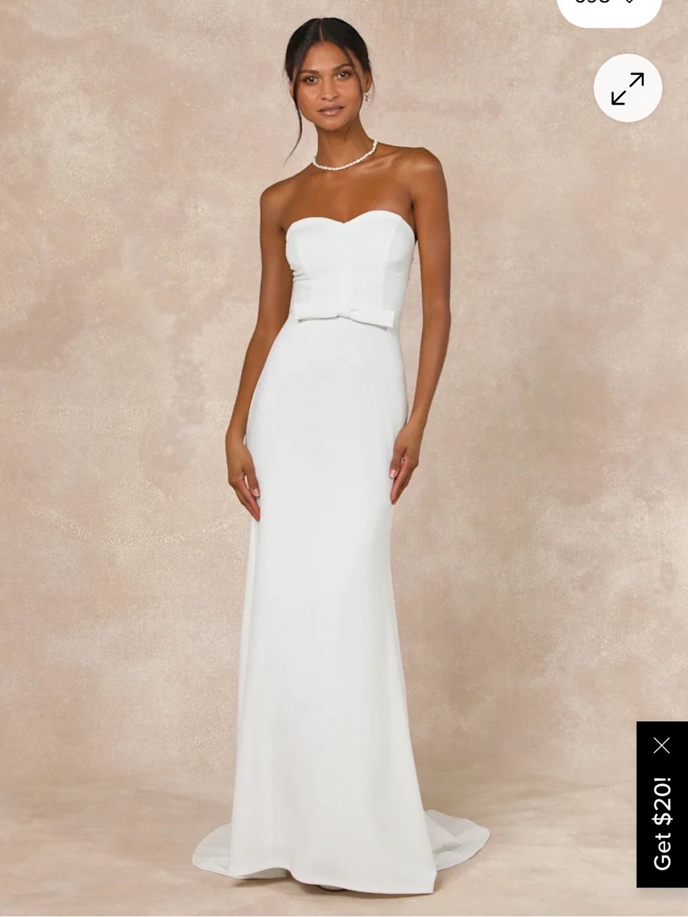Lulu's White Strapless Maxi Dress with Waist Bow